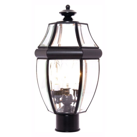 Maxim Three Light Black Clear Glass Post Light 6097CLBK